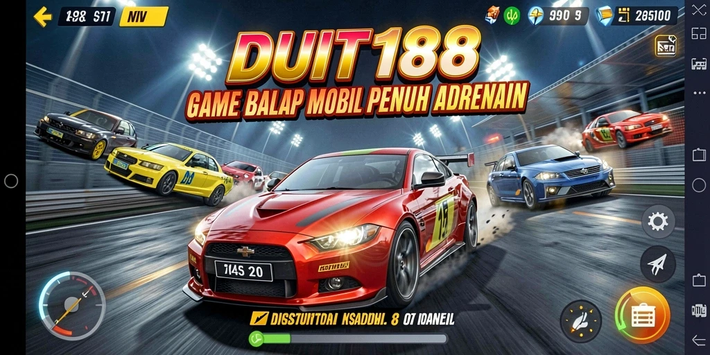 Tampilan gameplay balap yang menegangkan di DUIT188.