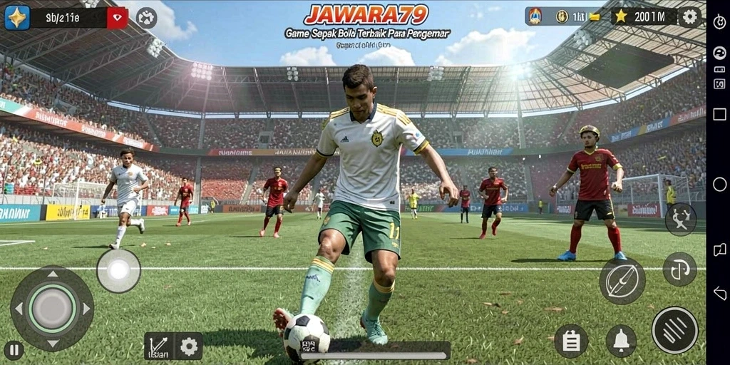 Screenshot gameplay JAWARA79 yang menarik dan penuh aksi permainan sepak bola.
