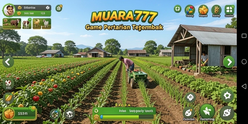 Tampilan gameplay MUARA777 yang menarik dengan aktivitas pertanian.