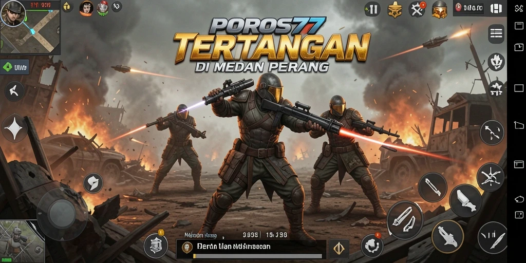 Gameplay seru dan menegangkan di POROS77 saat bertarung di arena.