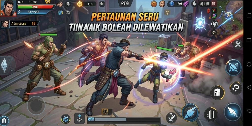Screenshot gameplay RT99 menunjukkan aksi pertarungan yang mendebarkan.