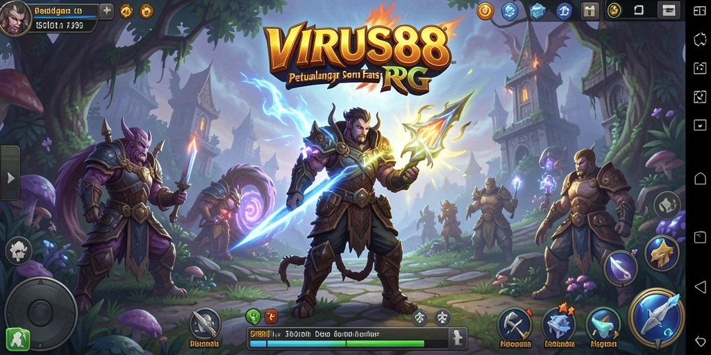 Screenshot gameplay VIRUS88 dengan pertarungan mendebarkan dan grafis memukau.